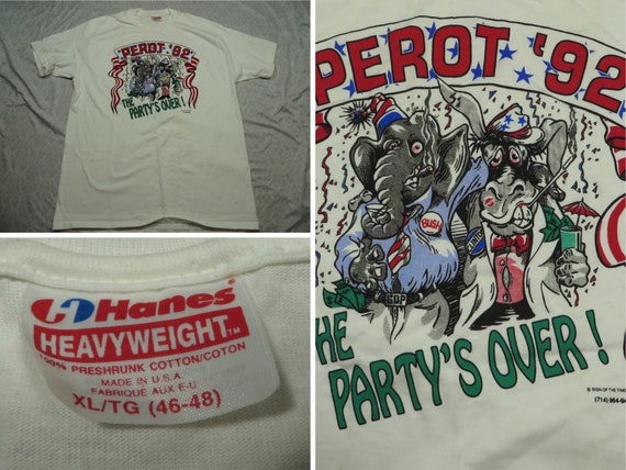 Vintage Ross Perot Tee Shirt White Deadstock Poli… - image 1