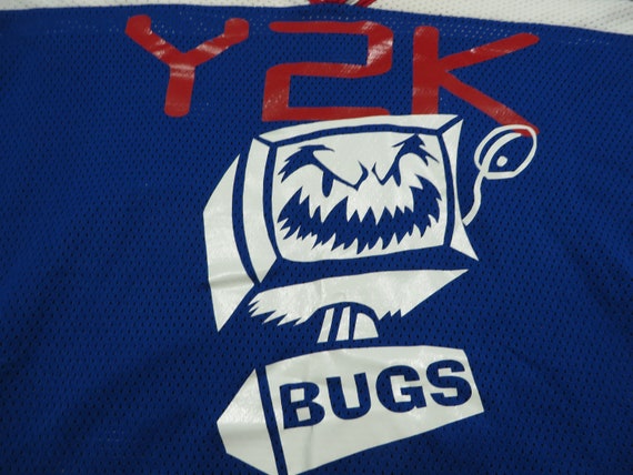 Vintage Y2K Bugs Hockey Jersey Blue Red AK 90's M… - image 4