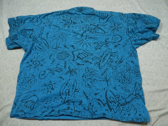 Vintage Surf Tee Shirt Blue All Over Print IDX Co… - image 6