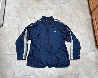 Vintage Nike Windbreaker: Blue White Stripe Y2K Men's XXL