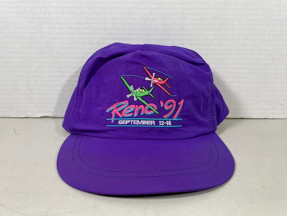 Vintage Reno Hat Neon Purple Green 