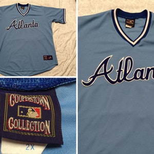 Vintage Atlanta Braves Jersey Cooperstown Baby Blue Majestic 