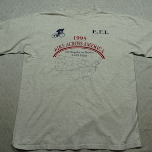 Vintage Bike Across America Tee Shirt Grey 1995 All Sport 90&#39;s Men&#39;s XL Made in USA