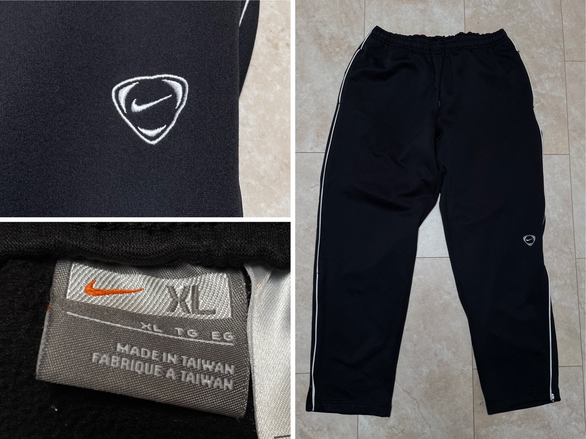 Nike vintage black track pants small swoosh parachute – Refitted