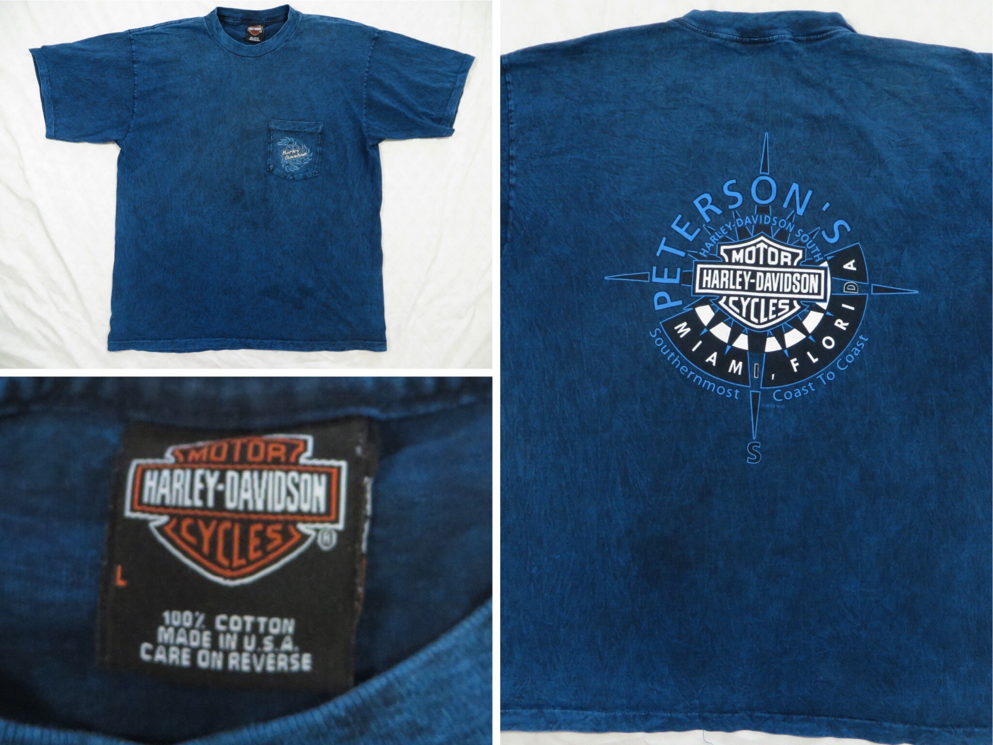 Vintage Harley Davidson Tee Shirt Blue 