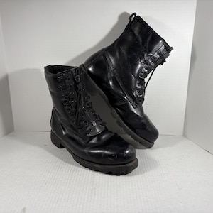 Stivali da pompiere vintage in pelle nera - Uomo, taglia 11 larga