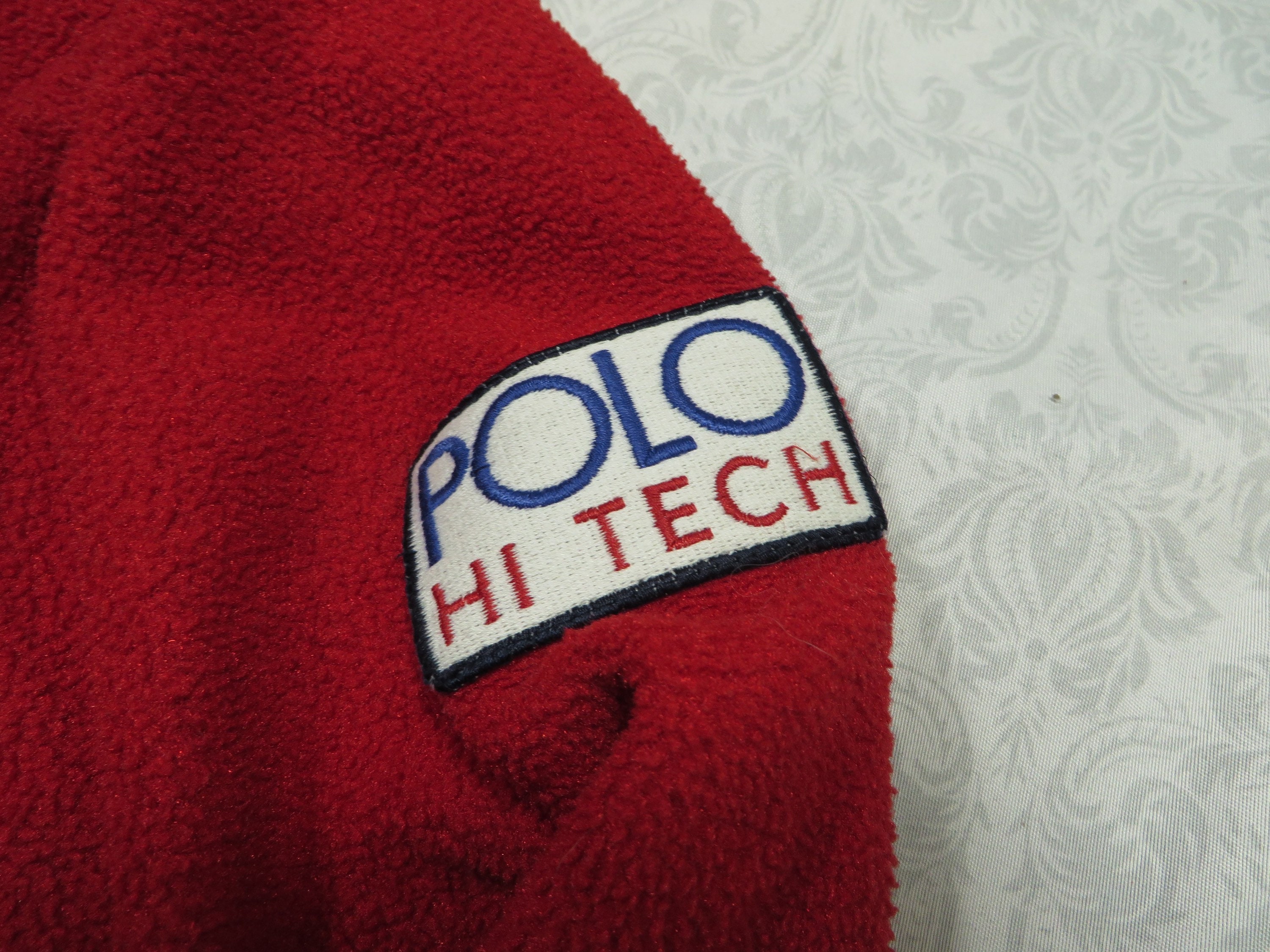 Vintage Polo Hi Tech Fleece Jacket Red Blue Ralph Lauren Pullover