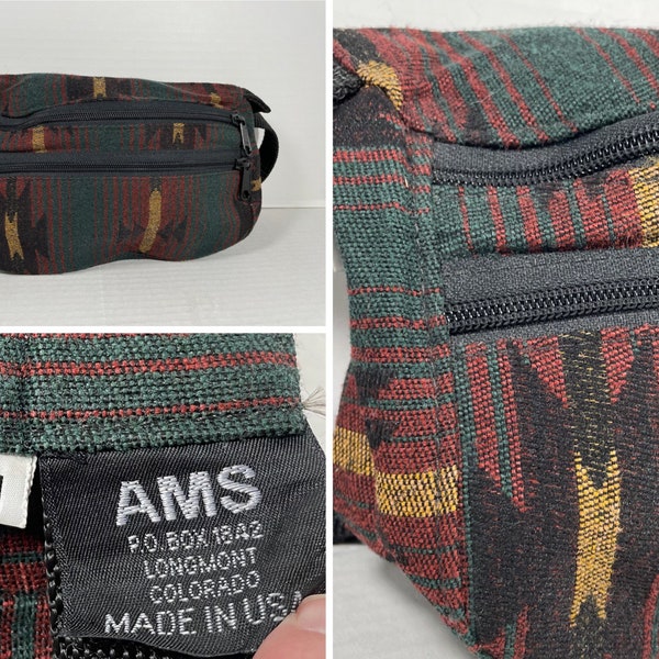 Vintage AMS Fanny Pack Azteekse Tribal Indian Print Taille Lumbar Bag 90's Made in USA