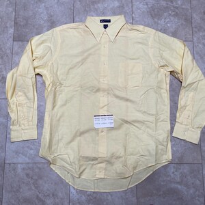 Camisa Oxford vintage Eton de algodón amarillo con botones, talla XL para hombre.