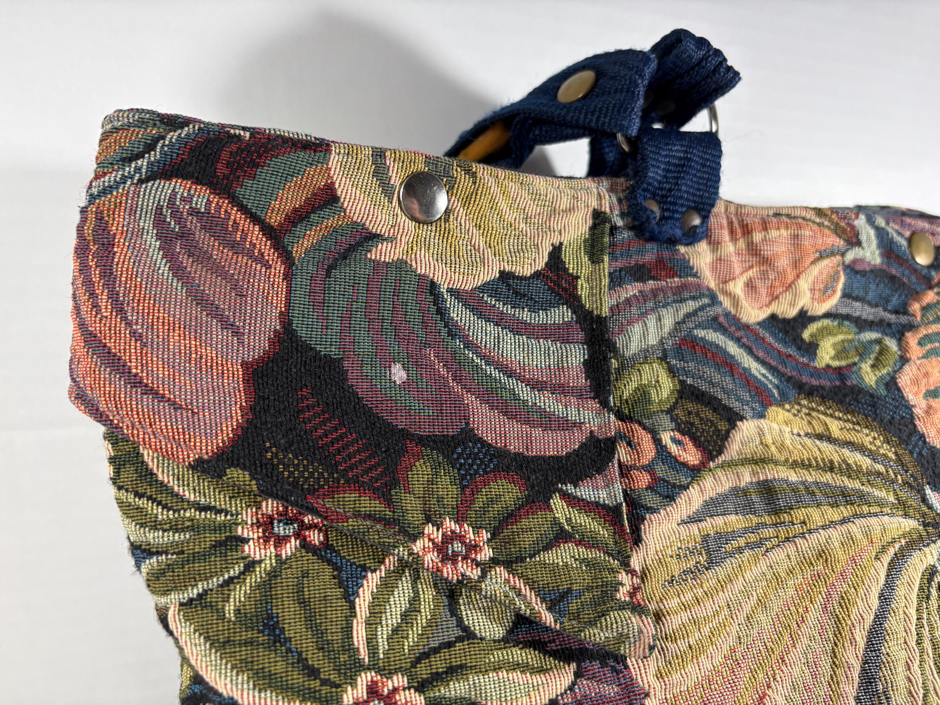 Carogi 90’s Brocade Backpack Vintage Carogi Backpack Brocade Floral Print Brocade Tote  main image 2
