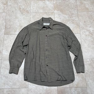 Vintage Jhane Barnes Rayon Shirt: Grey Pattern, Made in Italy