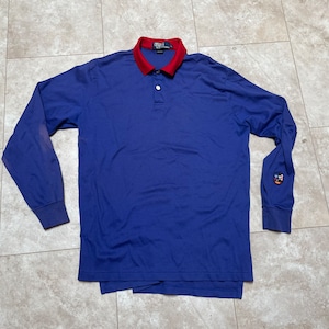 Vintage Polo Ralph Lauren Ski Patch Shirt: Blue Red Long Sleeve (Large)
