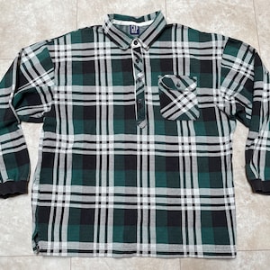 Vintage Gap Shirt Jacket Thick White Green Blue Plaid 90&#39;s Men&#39;s XL