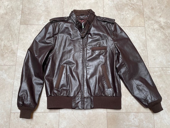 Vintage Leather Jacket Members Only Brown Hill Archer 90 s Men s XL 44 Etsy