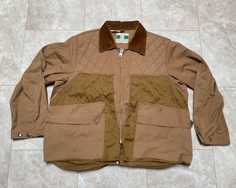 Vintage 50s Sears Roebuck Tin Canvas Brown Corduroy Collar Duck
