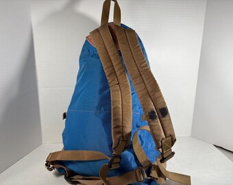 Vintage Taueche Tear Drop Backpack: 80s Blue Nylon Leather Bottom