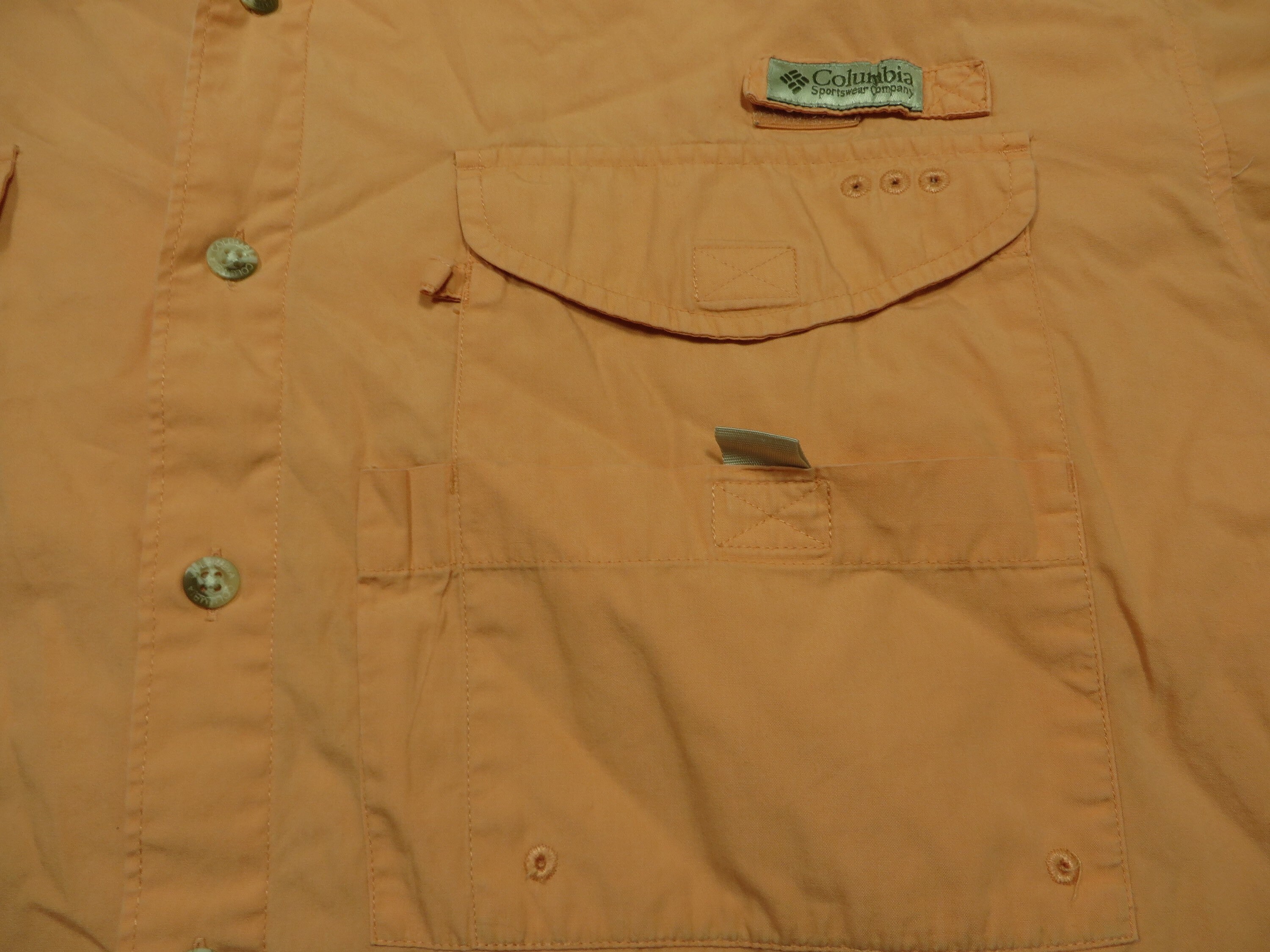 Chemise Columbia Homme XL Orange – Manches Longues, Boutonnée, Pêche – Très Bon état