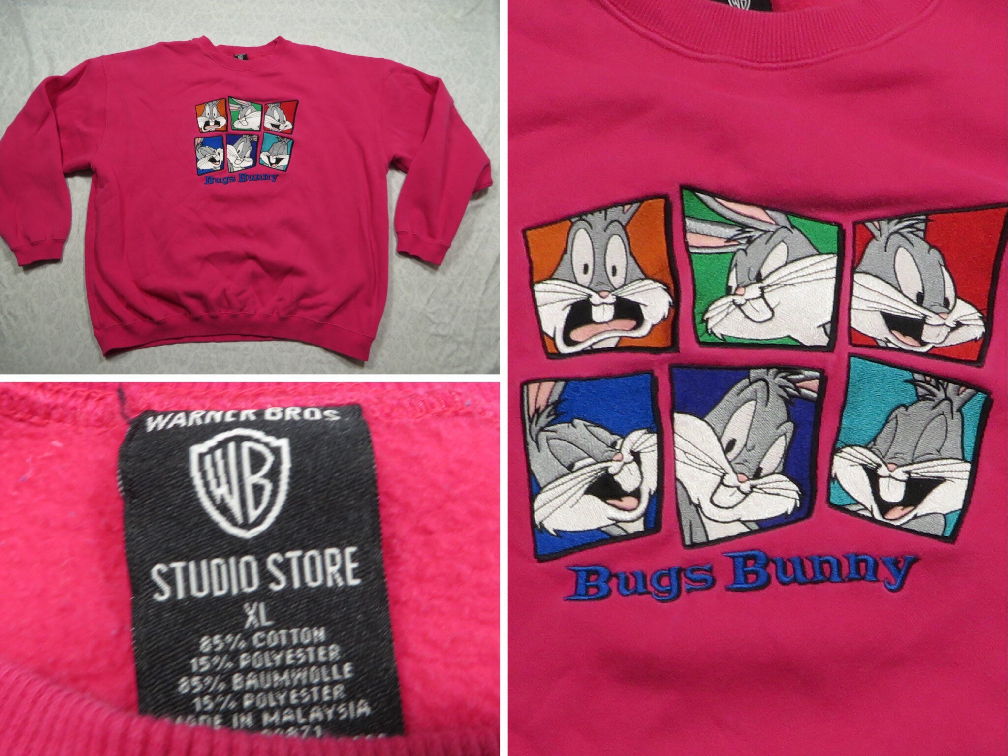 Vintage Bugs Bunny Sweatshirt Pink 