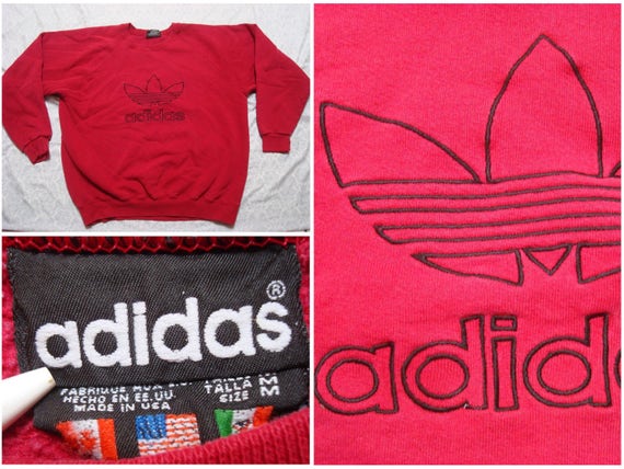 Vintage Adidas Sweatshirt Red Black Spell Out Tref