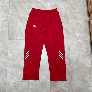 Vintage Adidas Pants Track Stripe Y2K Red White 2000&#39;s Men&#39;s Large