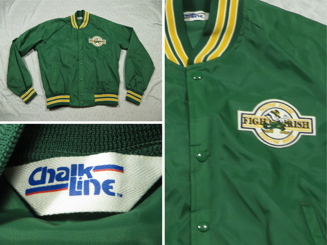 Vintage Chalk Line Jacket Notre Dame Irish Windbreaker Green Etsy