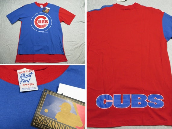 Vintage Cubs Tee Shirt Blue Red Deadstock Tags All Out Fan 