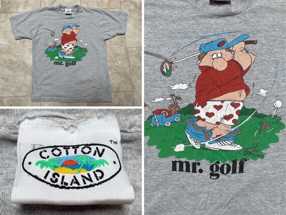 Vintage Mr Golf Tee Shirt Cartoon Comic Grey 90’s… - image 1
