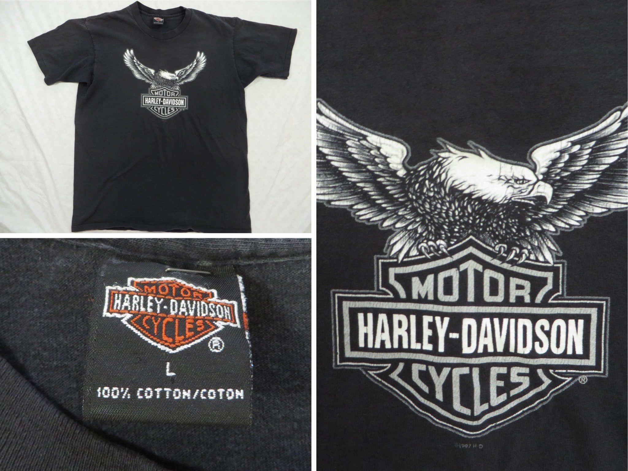 Vintage Harley Davidson Tee Shirt Black Silver Eagle New Etsy