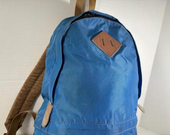 backpack leather caramel notebook 14 Caramel Small Backpack Suede With Dark Brown Leather Top and Pocket Fits  11" Laptop