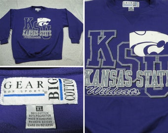 Vintage Kansas State Sweatshirt Purple Wildcats Gear for Sports Crewneck 90's XL