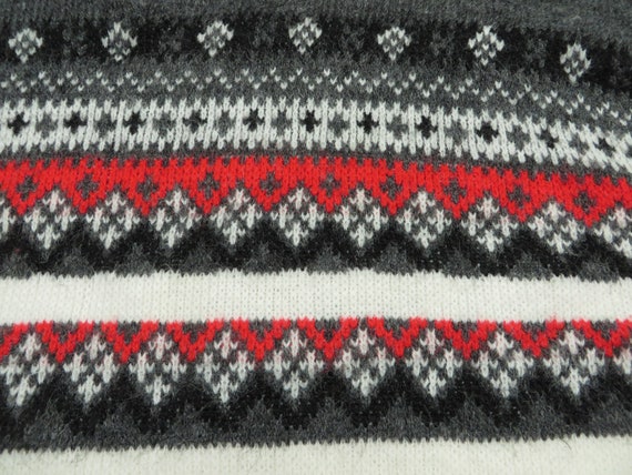 Vintage Christmas Sweater Campus Orlon Red White … - image 3