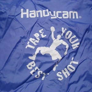 Vintage Sony Handycam Windbreaker Blue Anorak Hood Jacket 90&#39;s Men&#39;s Oversized XL