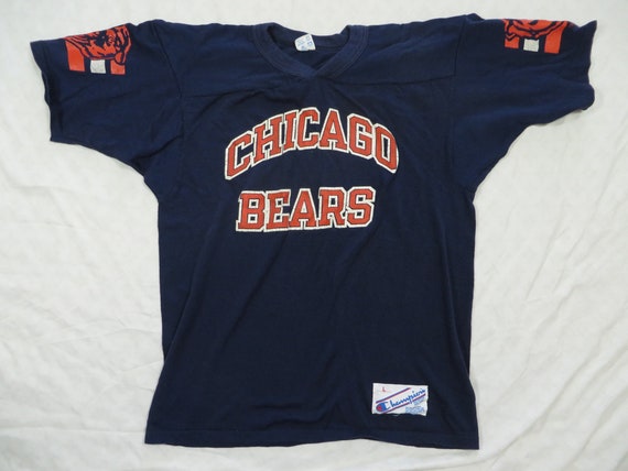 Vintage Bears Jersey Champion Chicago Blue Orange… - image 2