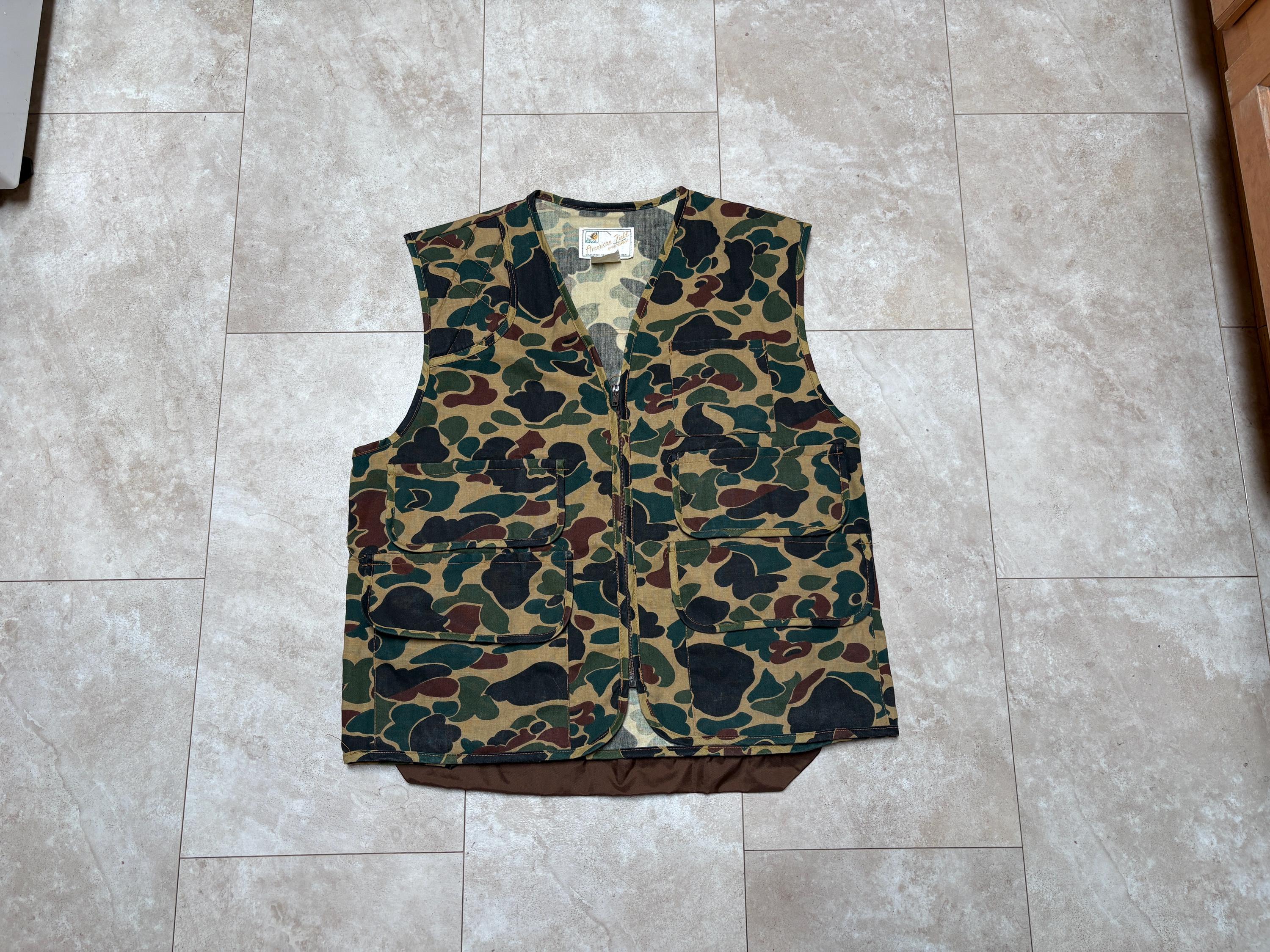 Vintage Duck Camo Vest American Field Hunting 80's Oversized Large