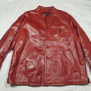 Vintage Calugi E Giannelli Jacket Red Leather 90&#39;s Men&#39;s XXL 54 Made in Italy