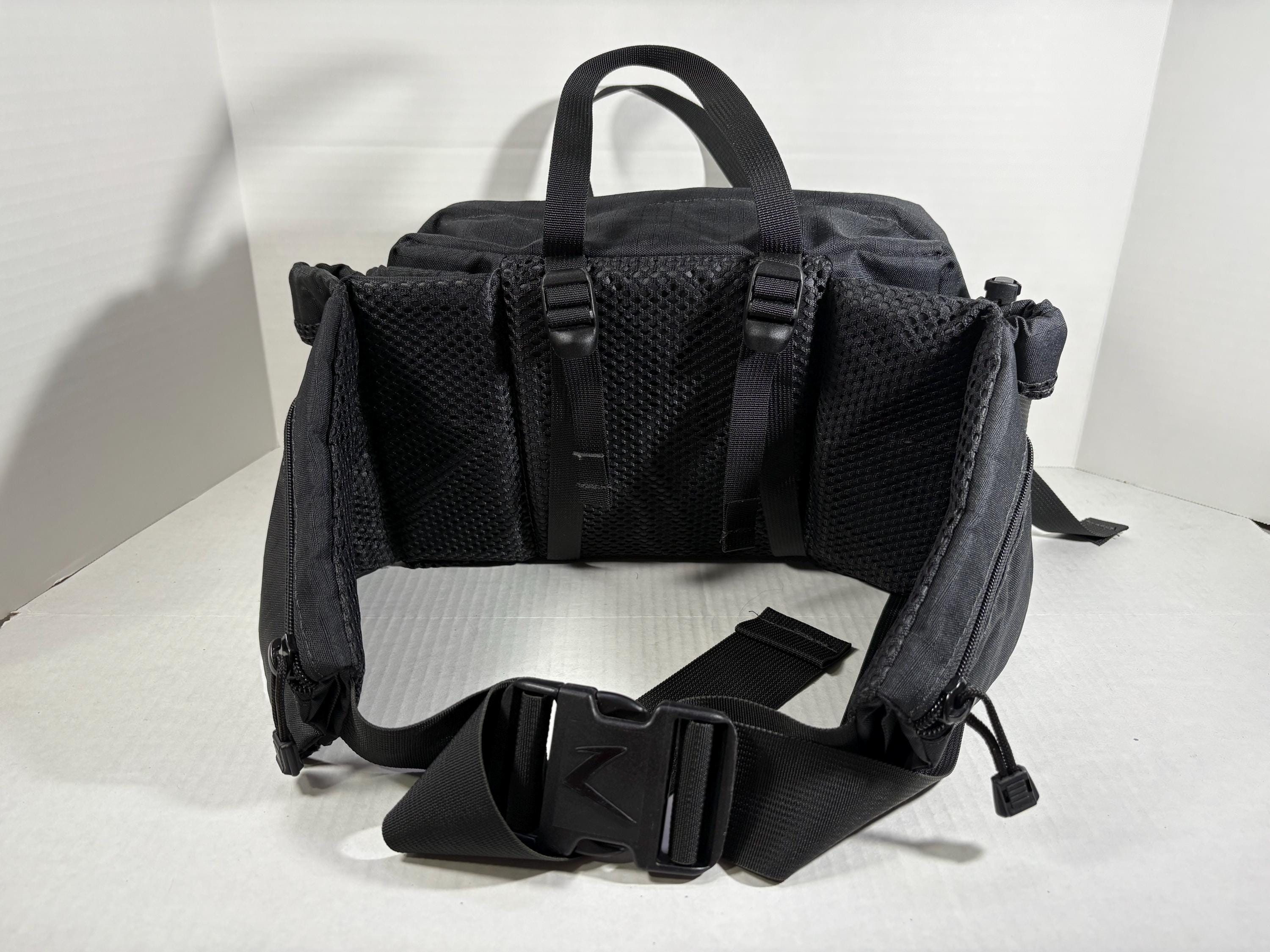 Vintage Zkreation Fanny Pack Black Large Hiking Waist Lumbar Bag
