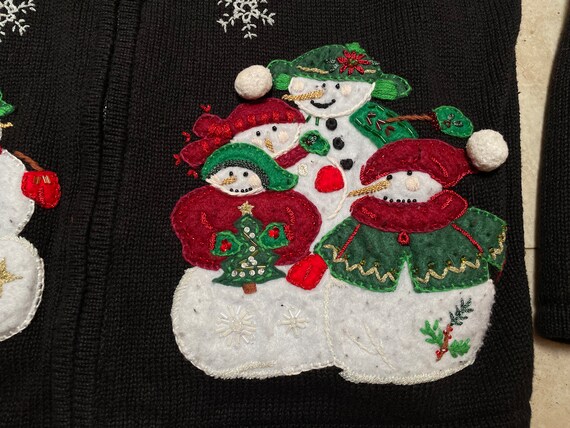 Vintage Christmas Sweater Cardigan Zip Up Carly S… - image 4