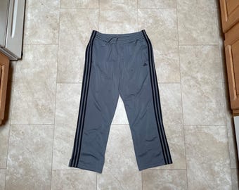 Vintage Adidas Pants Track Stripe Y2K Black Grey 2000's