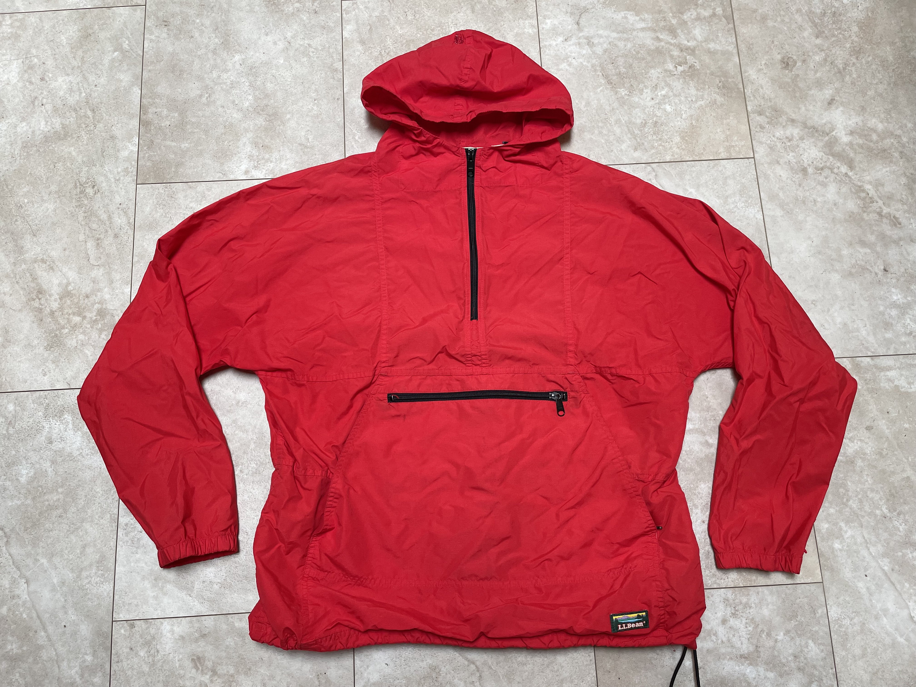 ヴィンテージ L.L.Bean レッドナイロン ウィンドブレーカー アノラック 