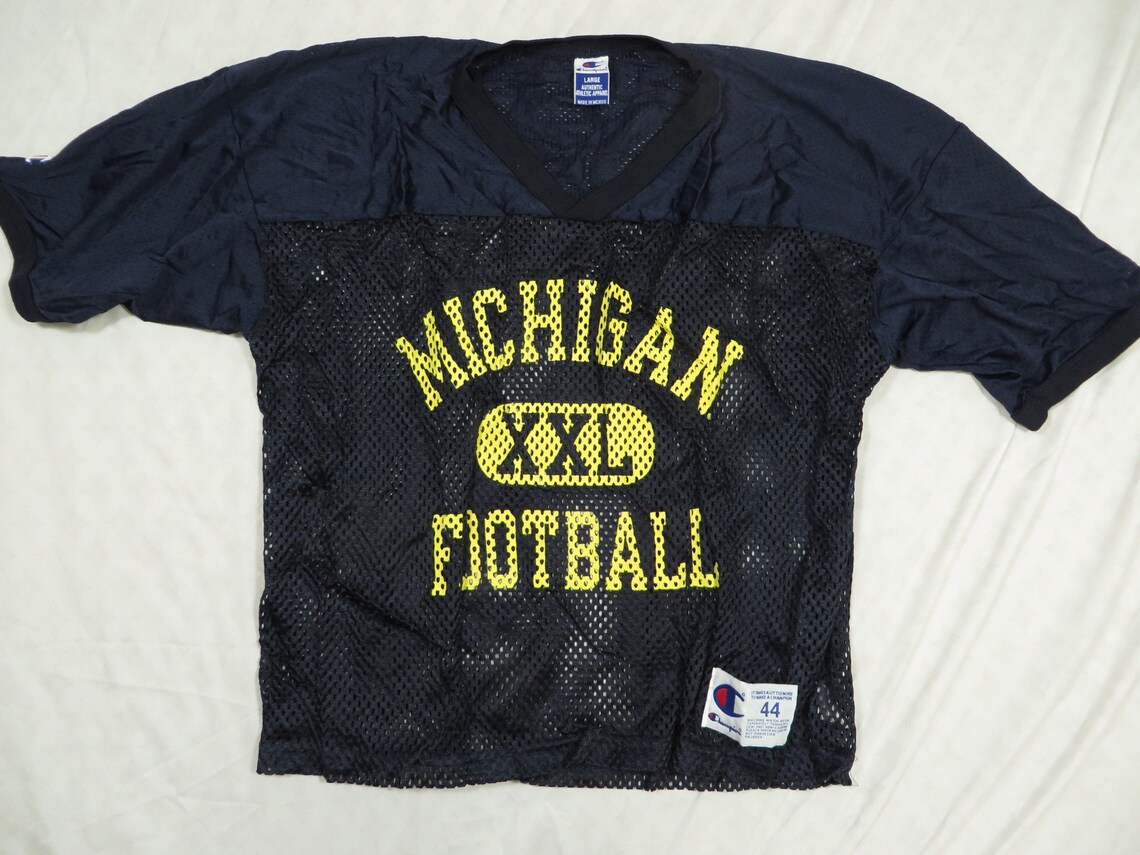 Vintage Michigan Football Jersey Champion Blue Mesh 90's Etsy France
