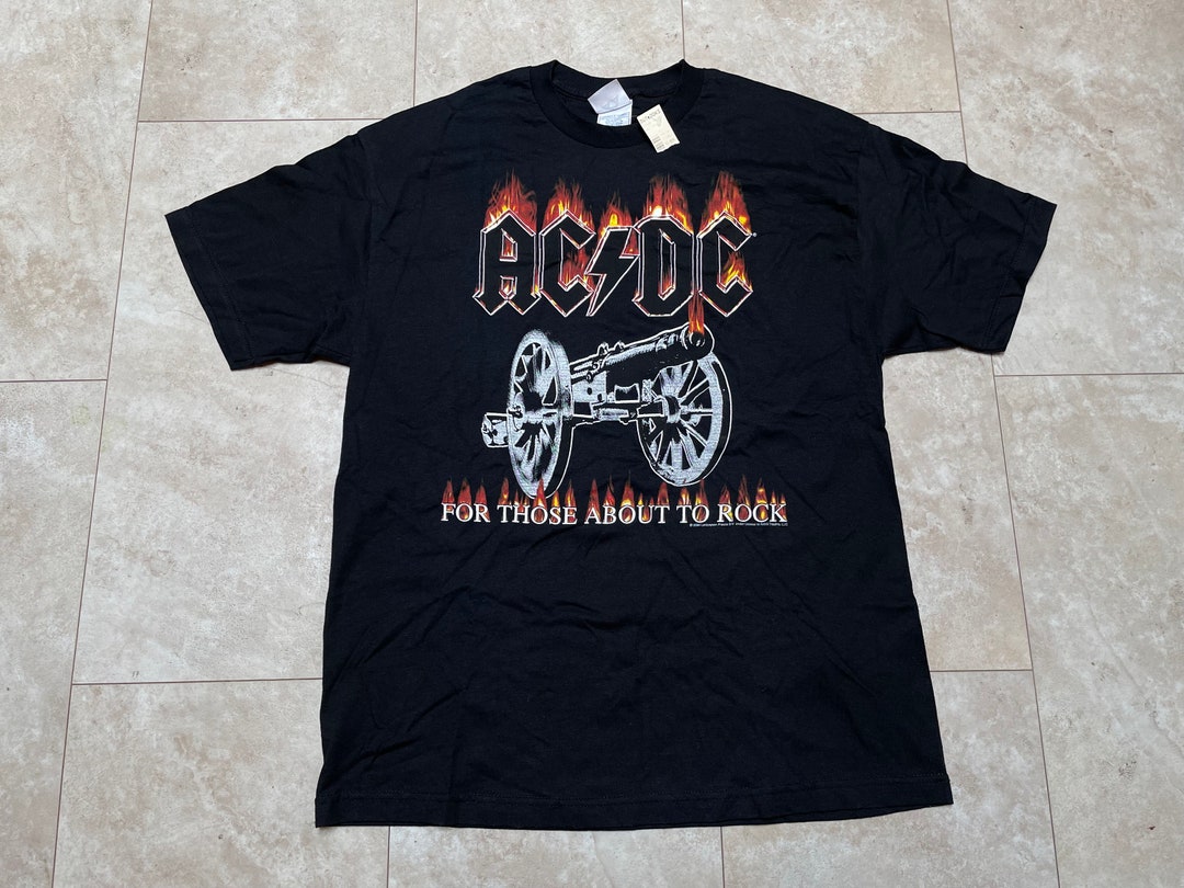 Vintage AC/DC Band Tee Shirt Black for Those About to Rock Deadstock ...