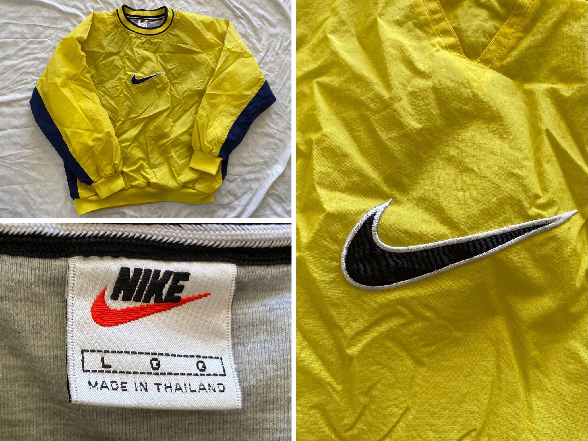 Vintage Nike Windbreaker Yellow Blue Lined Embroidered Logo | Etsy