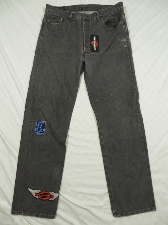 Vintage Levi's 501 Jeans Black 90’s Harley Davids… - image 2