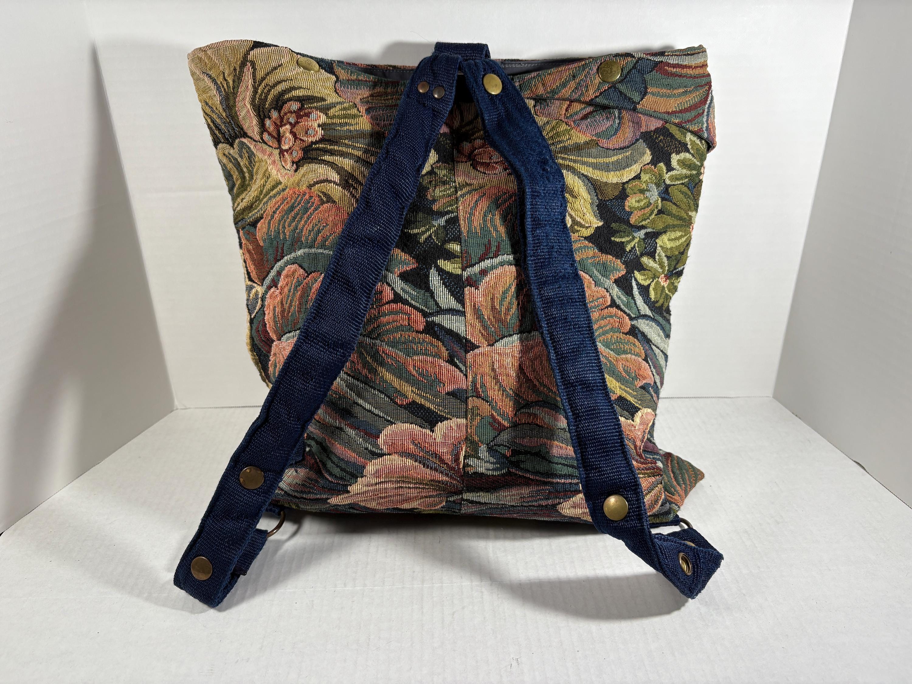 Carogi 90’s Brocade Backpack Vintage Carogi Backpack Brocade Floral Print Brocade Tote  main image 3