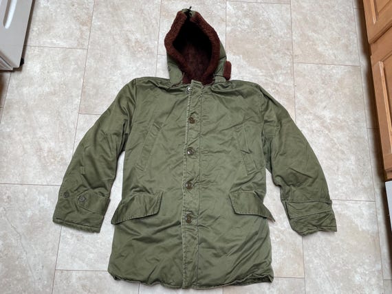 Vintage 70s N3B Army Coat: Olive Drab Green Hooded Parka, Large - Etsy