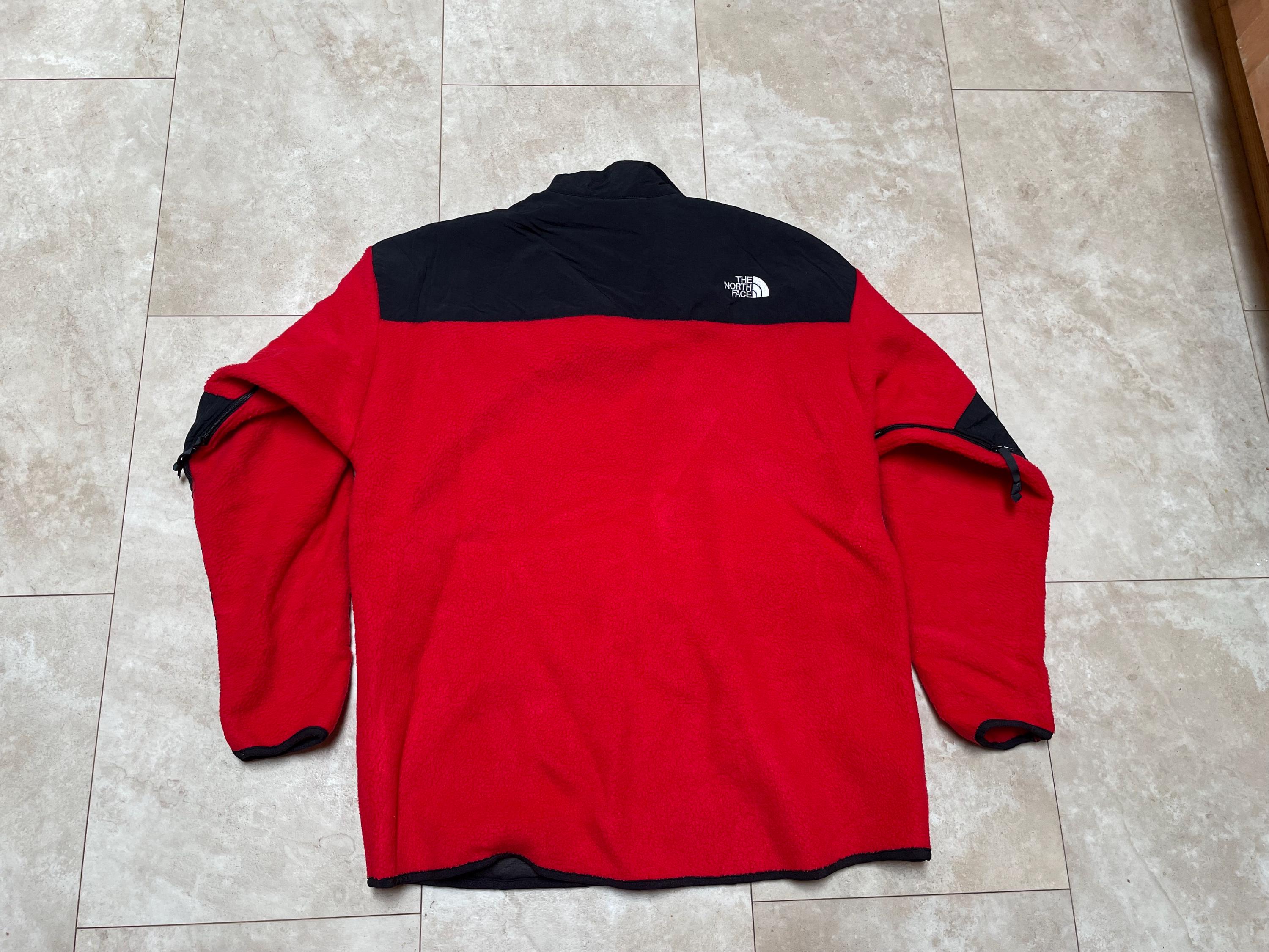 Vintage the North Face Fleece Jacket: Red & Black Full Zip, Men's