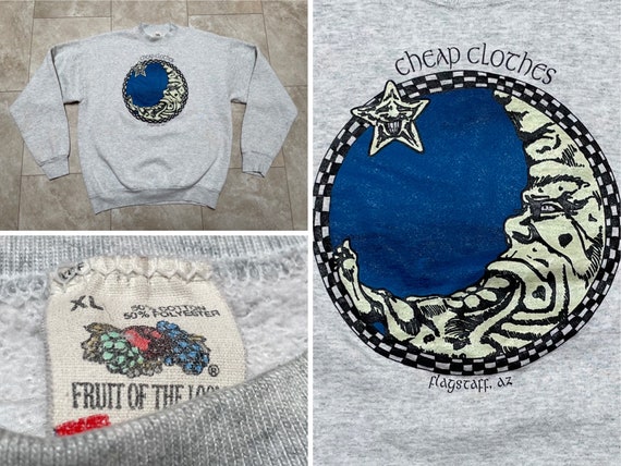 Vintage ropa barata sudadera Flagstaff Store Moon Grey Fruit of