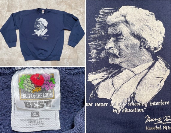 Vintage Mark Twain Sweatshirt Blue Quote Missouri… - image 1