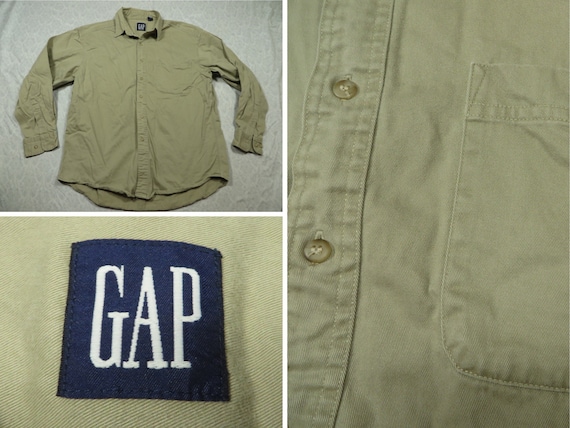 Vintage Gap Shirt Tan Khaki Button Down Long Slee… - image 1