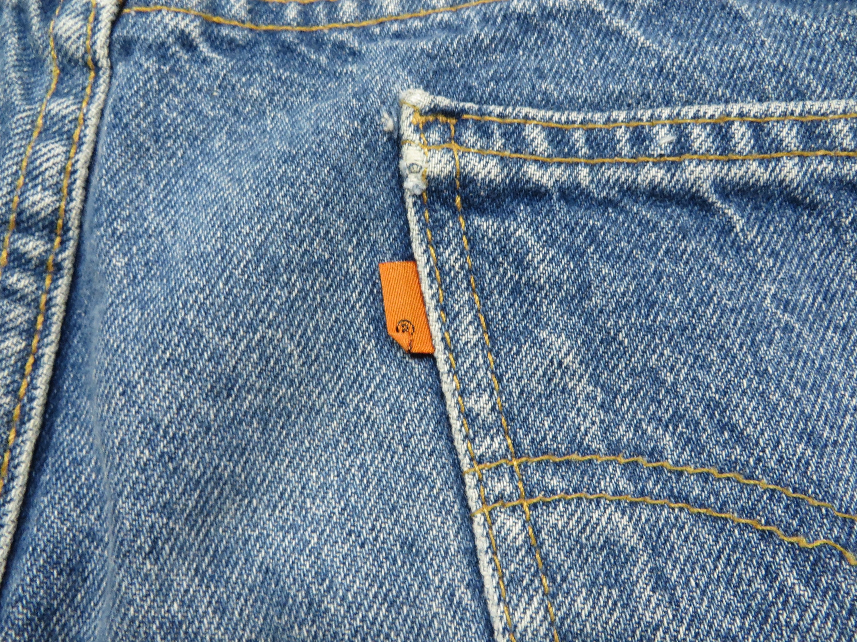 Vintage Levi's 517 Jeans Orange Tab 90's Blue Denim Blank Tab Boot